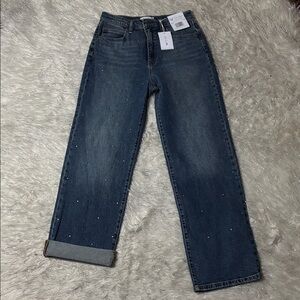 Jessica Simpson Studded Zinnia Wide Leg Boyfriend Dark Wash Women’s Jeans Size 2